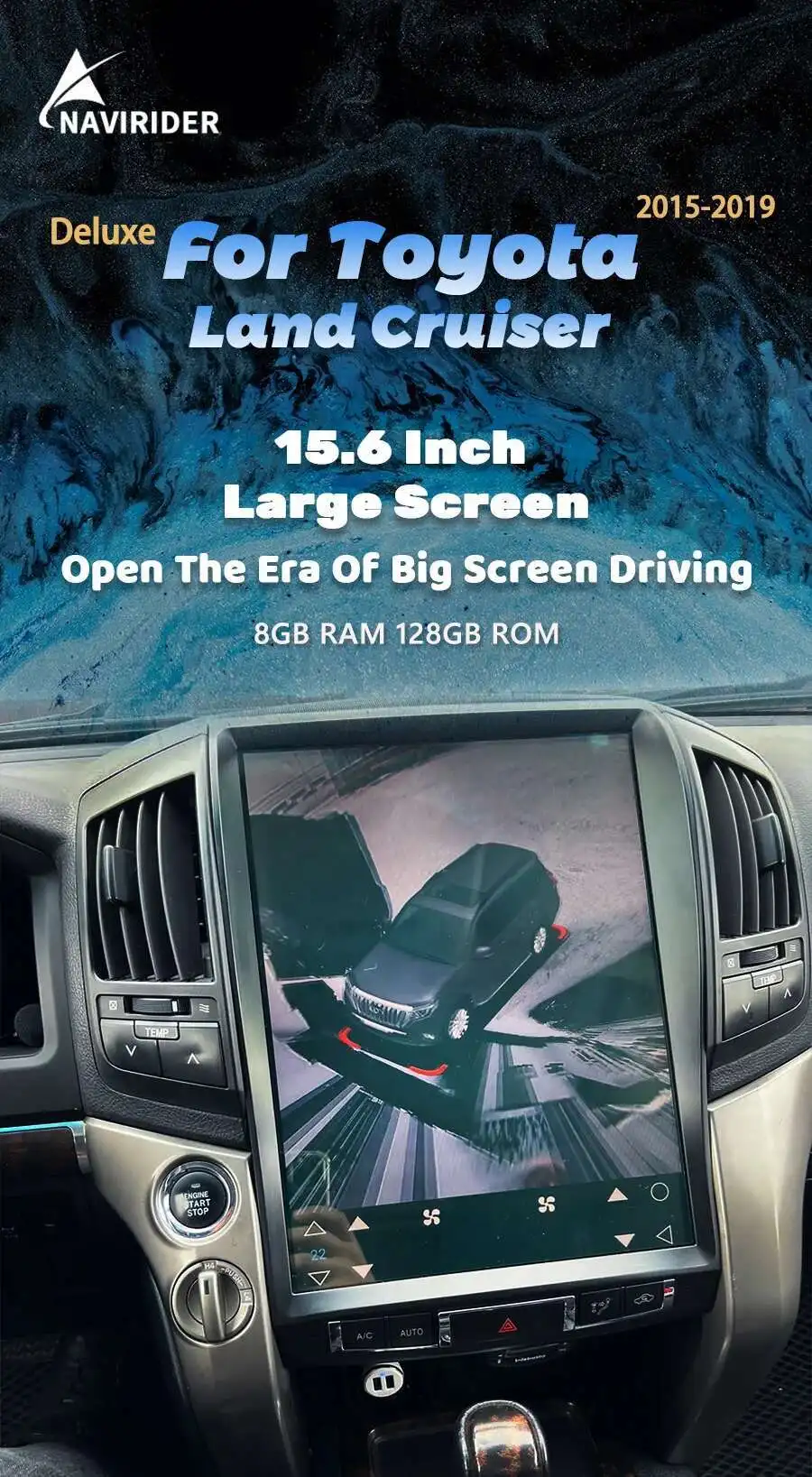 15.6 inch Android 14 Car Video Player Tesla Radio For Toyota Land Cruiser 200 LC