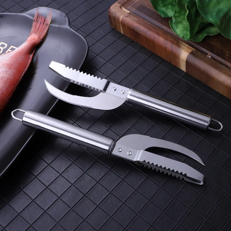 YOMDID Stainless Steel Fish Scale Scraper Multifunctional Seafood Descaler Peeling Knife Durable Fish Peeler Planer Kitchen Tool