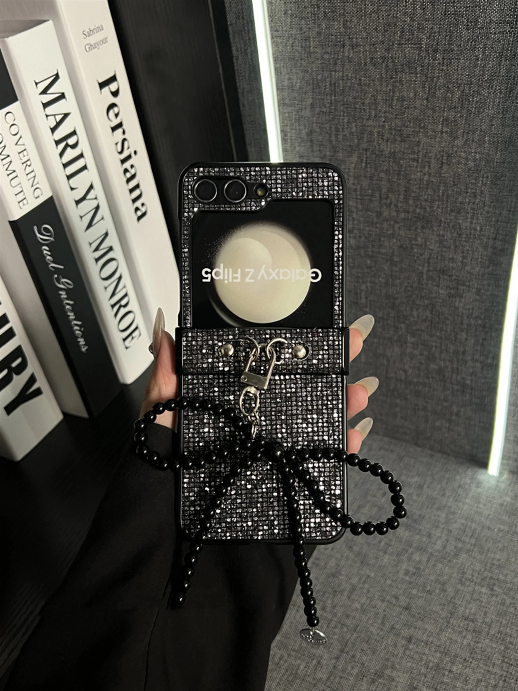 Galaxy Z Flip 5 Z Flip4 Flip5 Zflip3 Flip6 Zflip5 Phone Case 3D Bow Pendant Glitter Bling Rhinestone