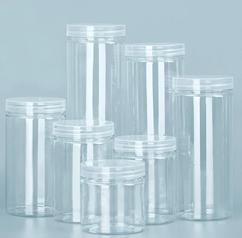 1PC bottiglia di imballaggio in plastica PET trasparente bottiglia di tenuta vuota secchio circolare stoccaggio barattolo di biscotti lattine sigillate per uso alimentare contenitore del serbatoio 1