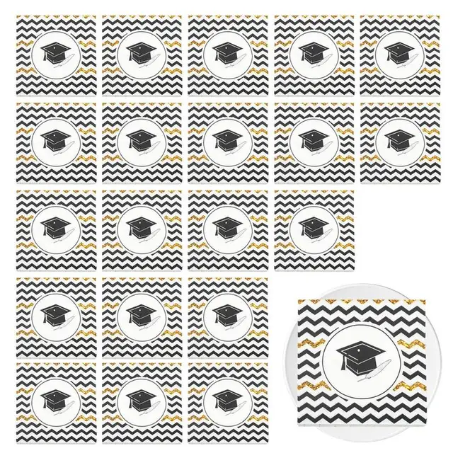 Grad Party Szalvéták Doktor Kalap Nyomtatott Színes Papír 2-Rétegű Középiskolai Főiskolai Érettségi Dekorációk 2023