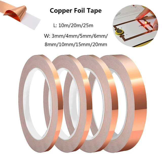 Copper Foil Tape Stained Glass - 20m 25m Copper Tape Adhesive Shielding  Conductive - Aliexpress