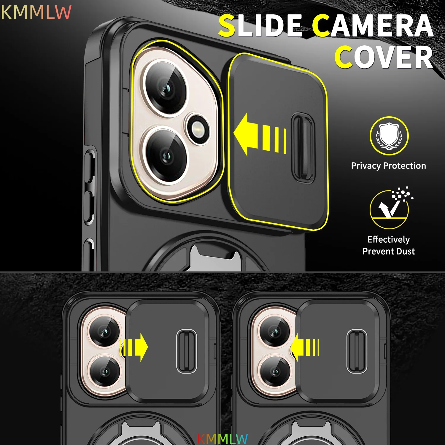 Enhanced Magnetic Stand Phone Case with Slide Camera Protection - Compatible with Honor 400 Lite/Pro