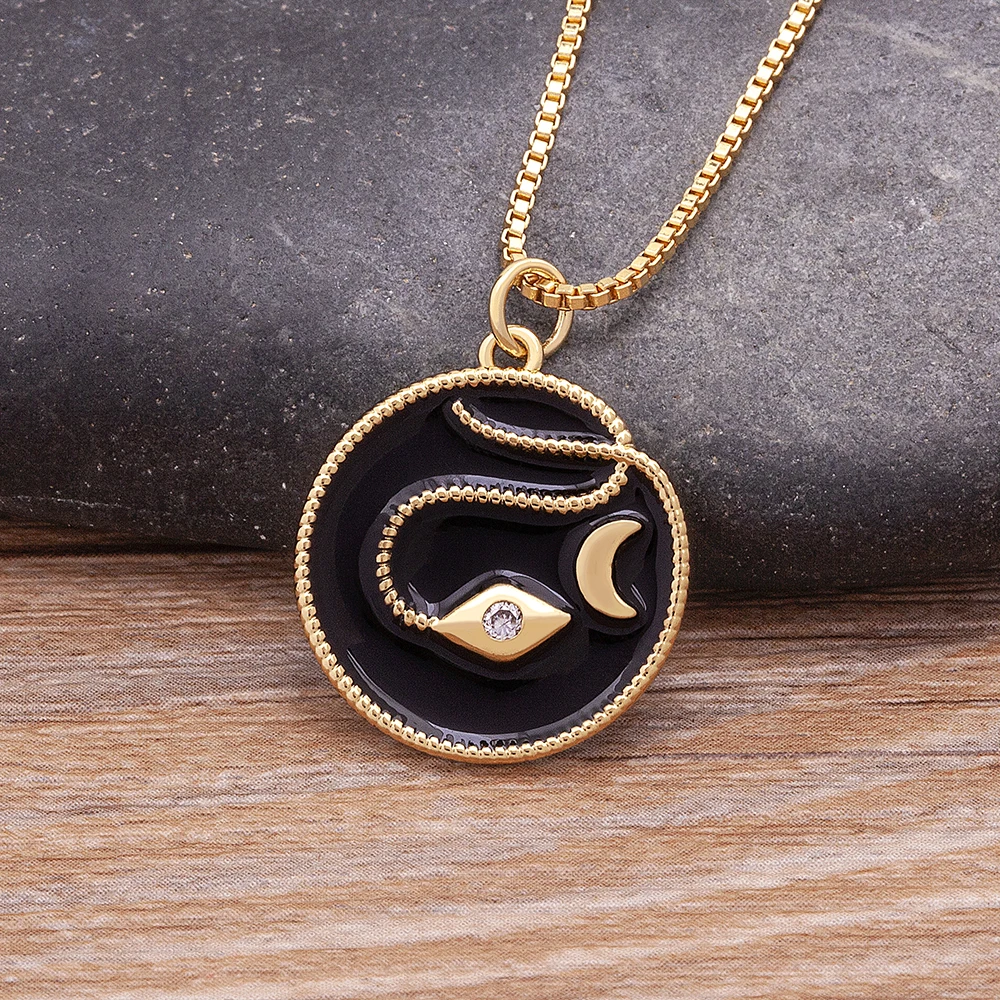 

AIBEF New Beads Neck Chain Evil Eye Moon Necklaces For Women Round Chokers New Popular Anniversary Daily Wearing Jewelry Gifts