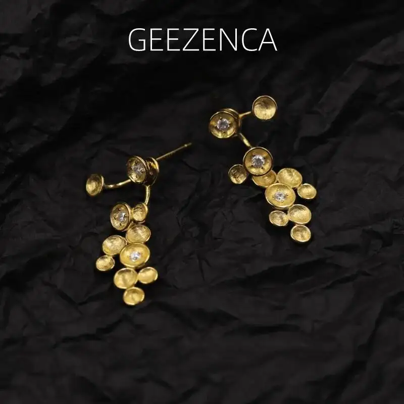 GEEZENCA  5A 지르콘 별 여성을위한 매달려 귀걸이 원래 디자인 세련된..