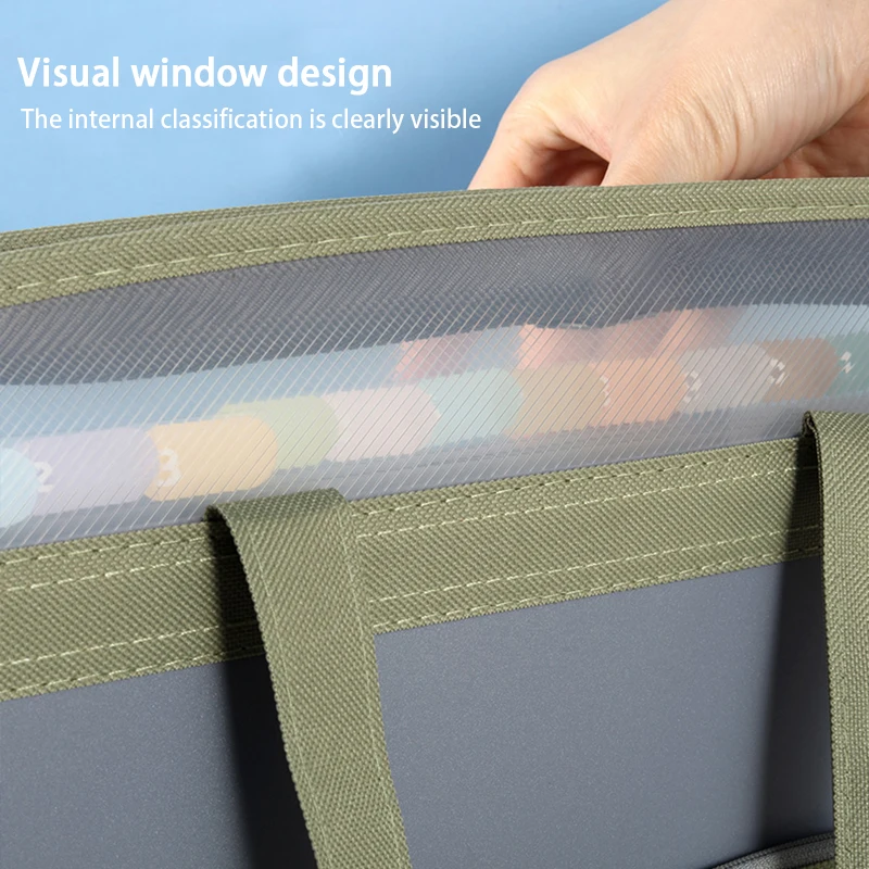 A4 Portable Zipper Organ Bag Portable Canvas Data Storage Folder Multi-layer Large Capacity,file folder,file bag,stationary organizer pouch,transparent storage bag