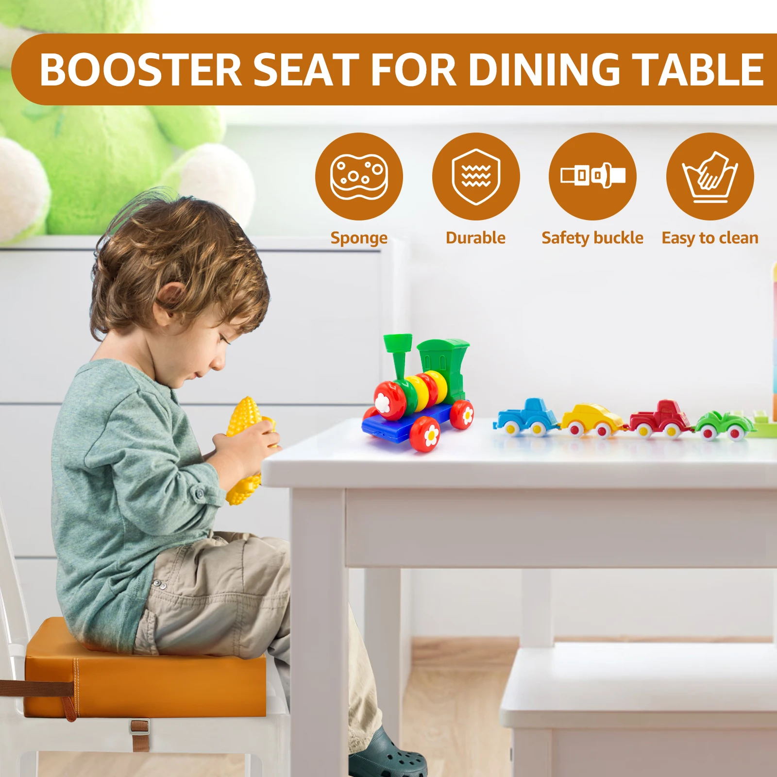 Chair Pad Cushions Child Baby Dining Chair Booster Cushion Premium Leather Case Removable Washable Comfortable Soft Seat Cushion 2