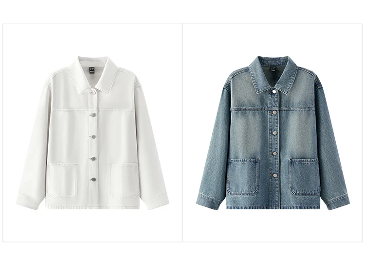 Denim Jacket Women Lapel Drop-shoulder Top Casual and Elegant 2025 Spring New Loose Jacket Instagram Trendy