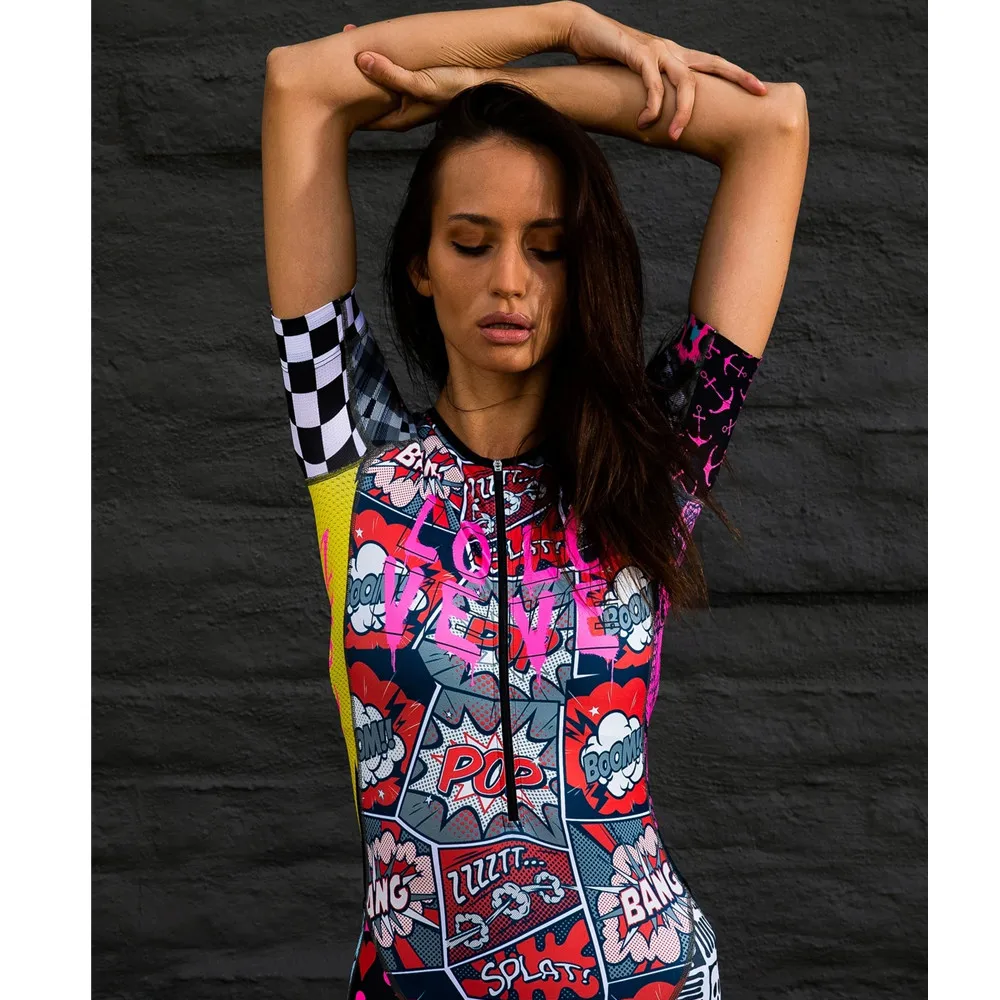 

Love The Pain Women's Triathlon Set Pro Team Cycling Jersey Suit Skinsuit Maillot Ropa Ciclismo Bicycle Jumpsuit Mujer Clothes