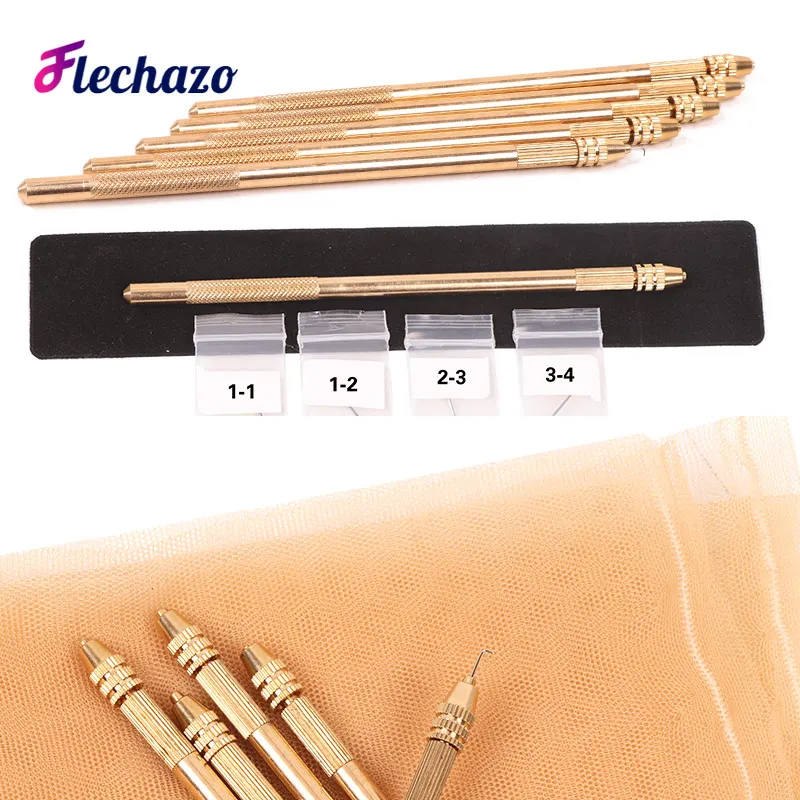 

1-4 Pcs Different Size Ventilating Needles For Lace Wigs Making Long Wooden Handle Crochet Needle Hair Wig Making Tools