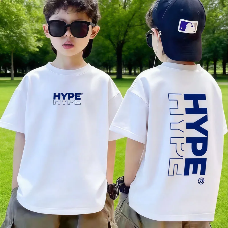 키즈 보이즈 티셔츠 HYPE 레터 반팔 티셔츠 어린이를위한 빠른 건조 통기성 스포츠 탑 소녀 데일리웨어 힙합 스트리트웨어