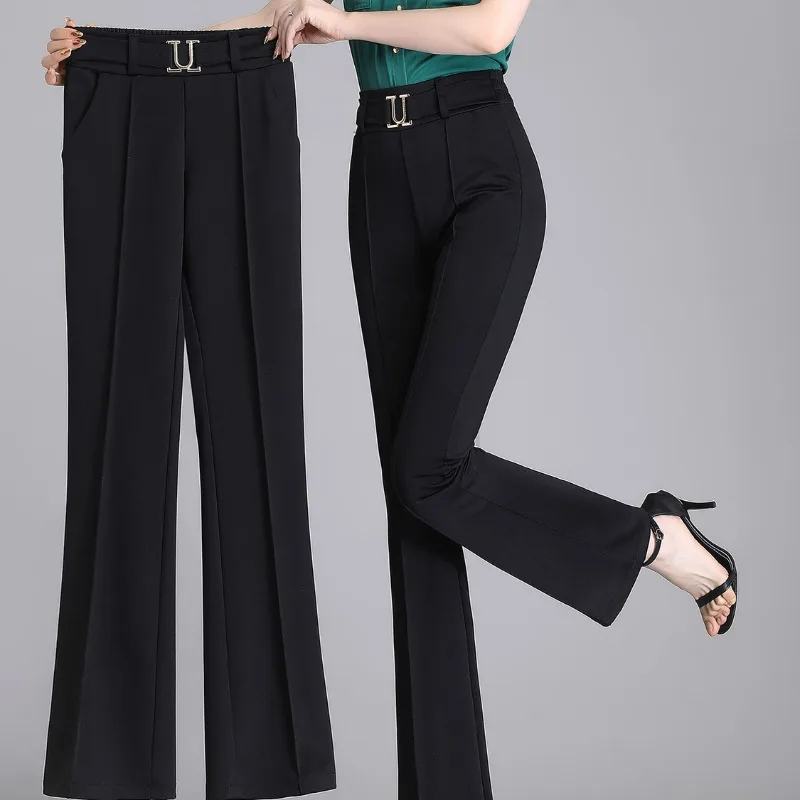 2023 Autumn and Winter Women's High Waist Patchwork Pockets Slim Solid Color Fashion Casual Elegant Commuter Pants