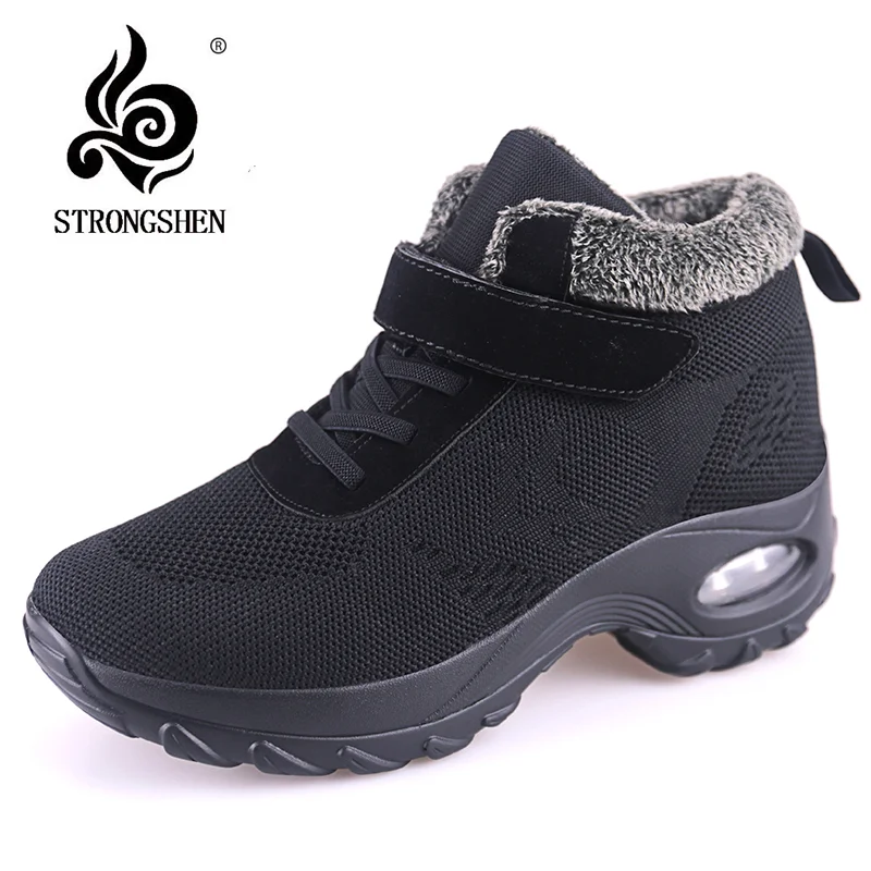 STRONGSHEN Women's Winter Casual Shoes Fashion Shoe With Fur Keep Warm Outdoor Casual Sports Increase Comfortable Footwear