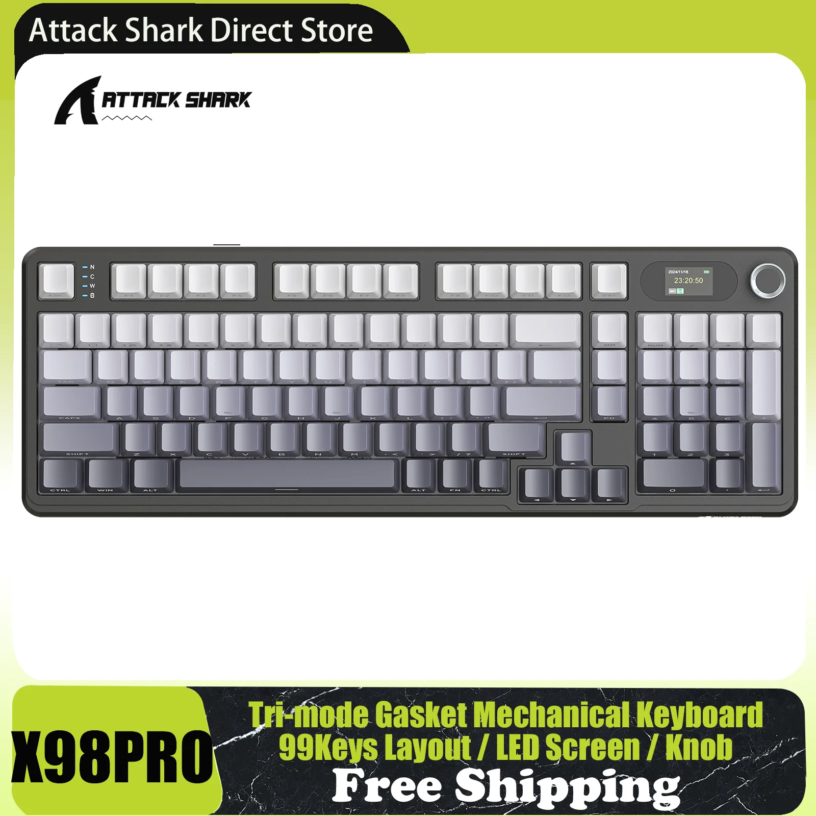 ATTACK SHARK X98PRO Tri-mode Gasket Mechanical Keyboard with TFT