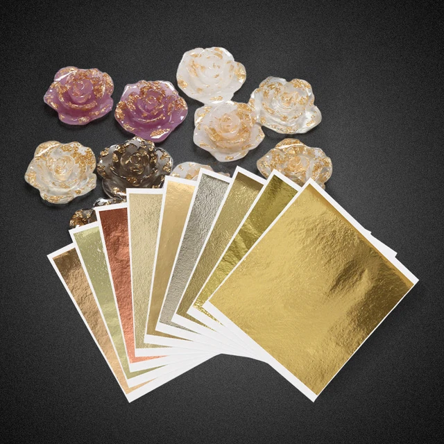 100Sheets Imitation Gold Silver Foil Paper Leaf Gilding DIY Epoxy Resin Art  Craft Paper Birthday Wedding Cake Dessert Decoration - AliExpress