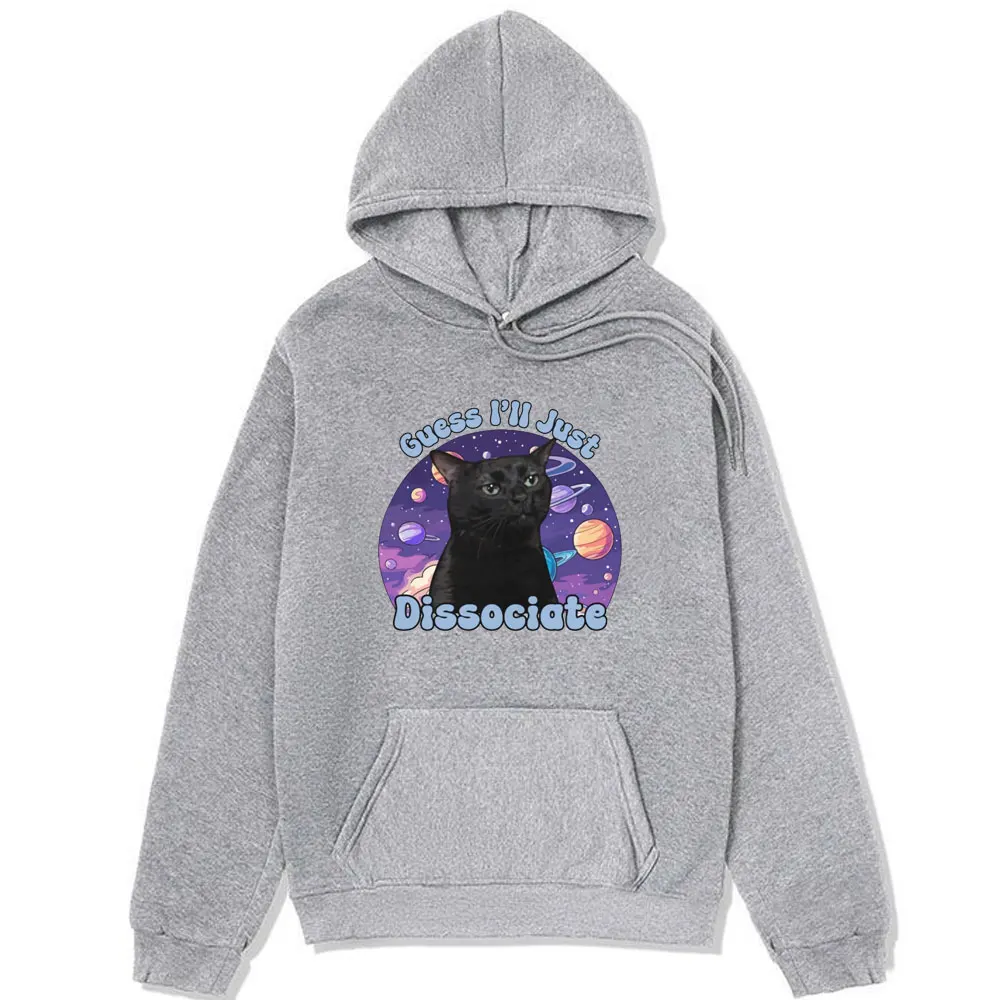 Black Cat Funny Meme Graphic Print Hoodie Male Hip Hop Oversized Sweatshirt Fashion Cute Harajuku Pullover Oversized Streetwear