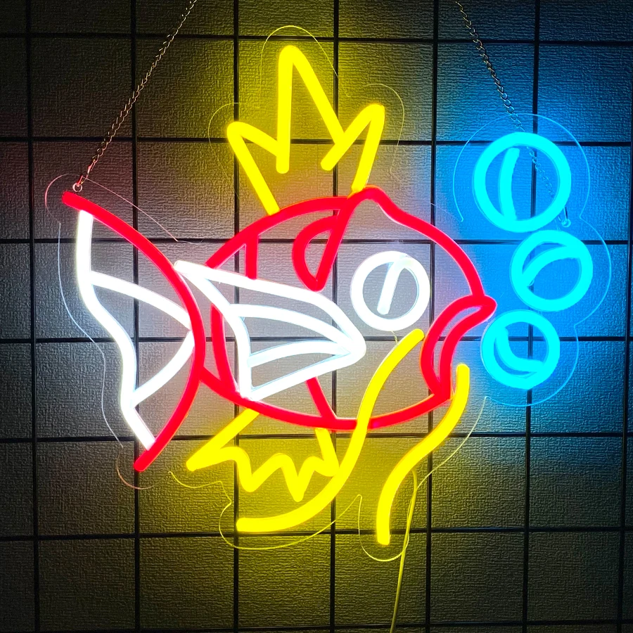 물고기 LED 네온사인, 행운의 잉어 아이콘, 침실, 게임룸, 바, 낚시 장비 매장 장식, 낚시 애호가 선물.