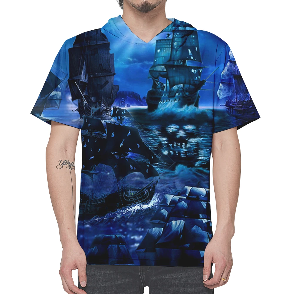 

short sleeve hooded T-shirt Fashion Men And Women T-shirt New Heavyweight High Street Loose 3D printing71