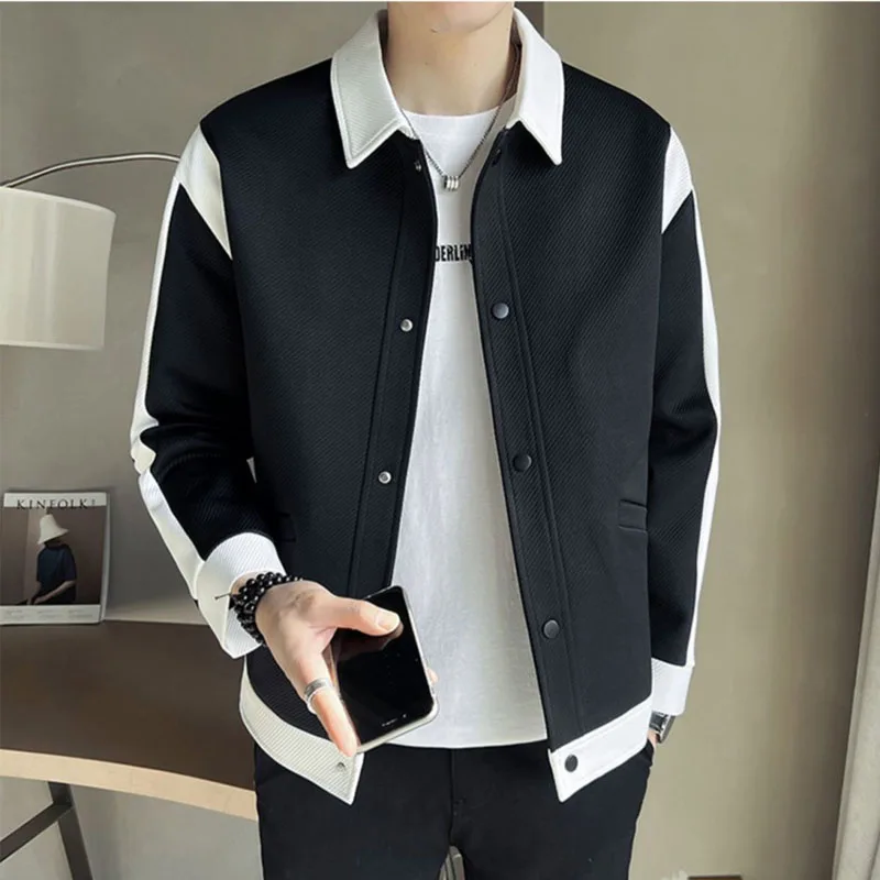 New Spring and Autumn Fashion Trends, Handsome, Colorful, Versatile Polo Collar Korean Casual Jacket, Loose Fitting Men's Jacket