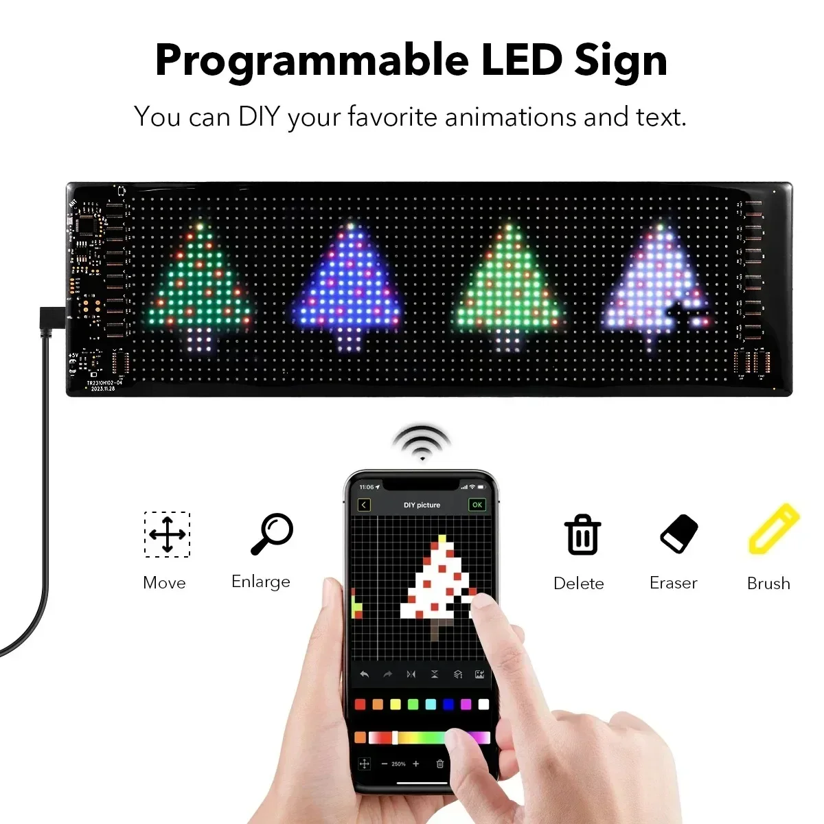 LED Pixel Screen App Bluetooth Control DIY Programmable Flexible Display Screen USB Plug-in for Car Stores Hotels Bars Party led video display panel