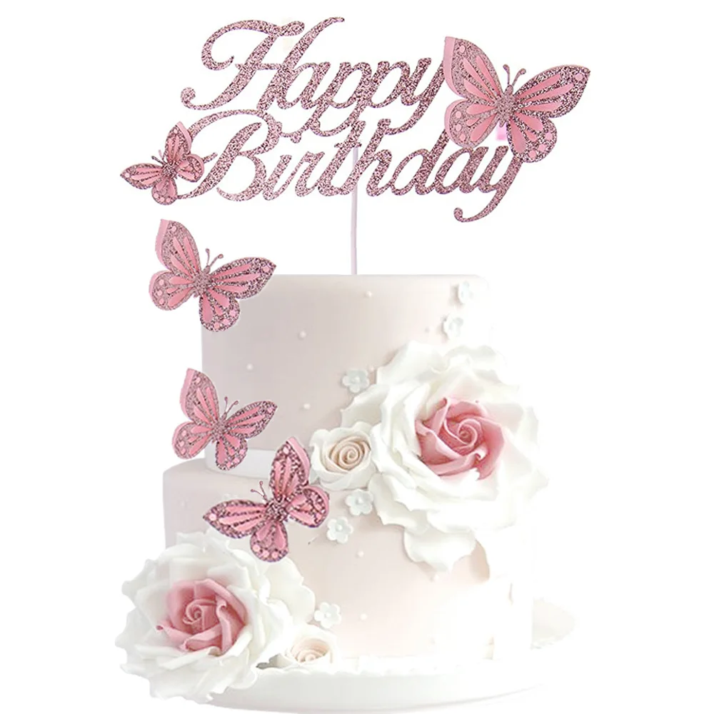 

Трехмерная бабочка, детская одежда для счастливых девочек, аксессуары для дня рождения, украшения для торта в виде полой бабочки, Детский праздник