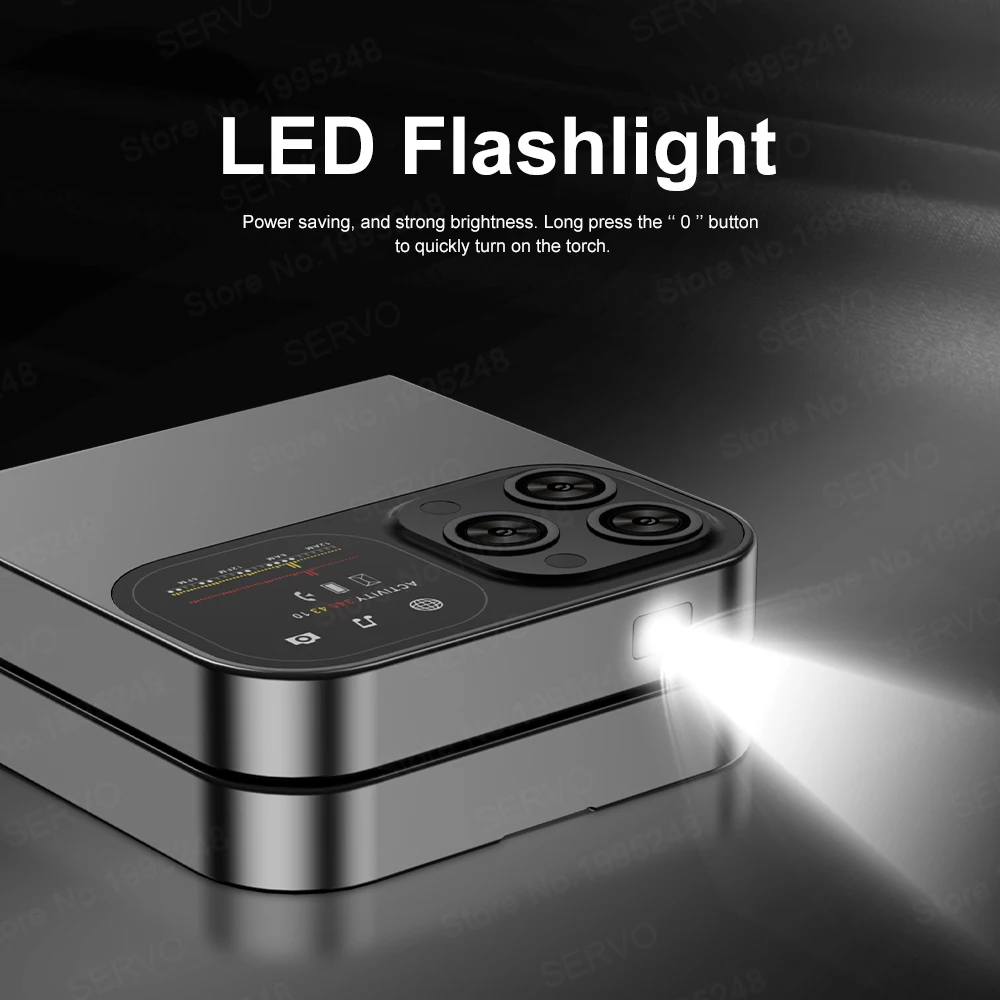 SERVO F15 Mini Dual SIM Card Fold Mobile Phone 2G Network Video Player Flashlight FM Radio Magic Voice Small Box Flip Cellphones 3