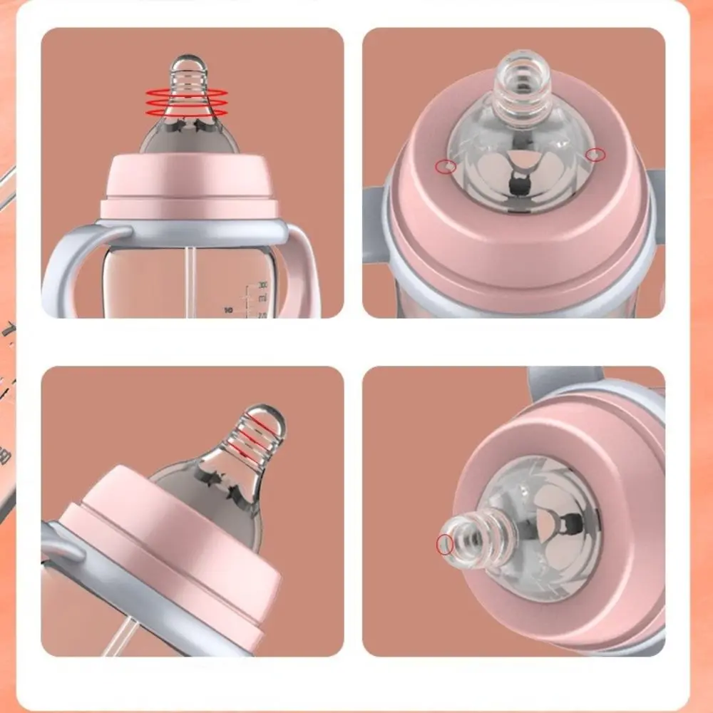 Water Bottle Milk Bottle Feeding Bottle Glass Milk Bottle Newborns Baby Anti-drop High capacity Anti-Slip Handle Milk Feeding Bottle Baby Bottle Water Wide Mouth Feeding
