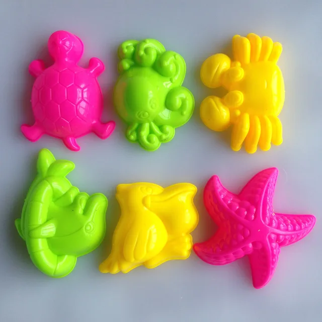 6pcs Child Kid Model Building Kits Portable Marine life Sand Clay Mold Building Decoration Beach Sand Toy 1