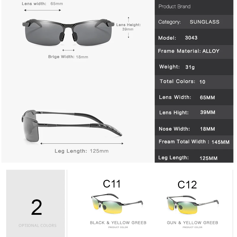 Polarized Sunglasses Men's Day and Night Driving Sun Glasses Vintage Polaroid Sun Glasses Male Windproof Goggle_voghion.com