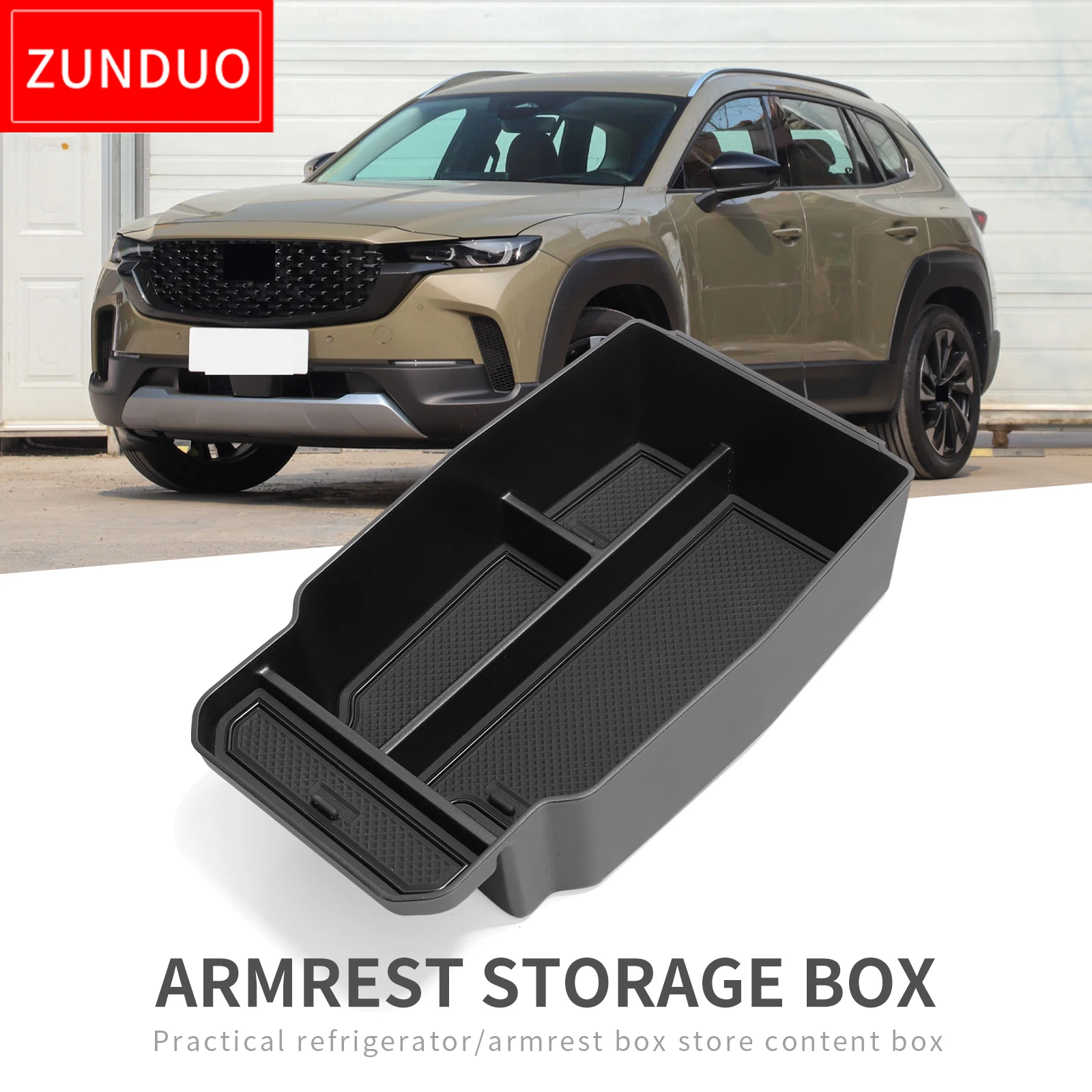 

ZUNDUO Car Center Console Armrest Storage Box for Mazda CX-50 Central Tray Organizer Container Tidying Accessories Black