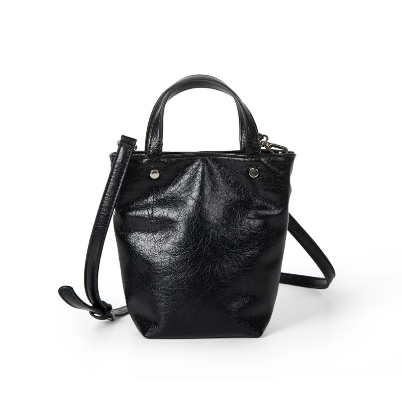 Soft Leather Large Capacity Mini Tote Bag For Women Solid Simple Single Shoulder Crossbody Bags Korean Niche Shopping Handbags