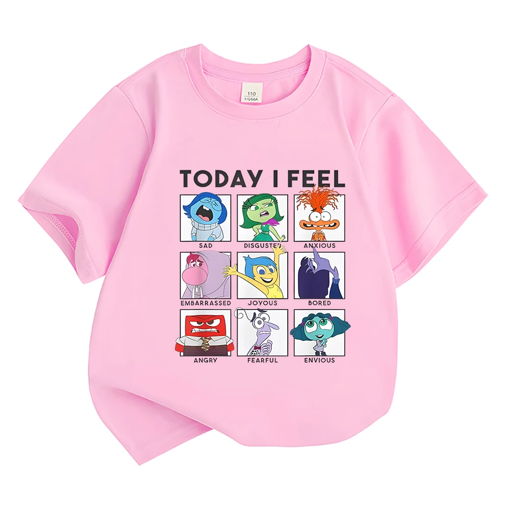 Kids Cotton T Shirt Today I Feel Inside Out 2 Cartoon Anime