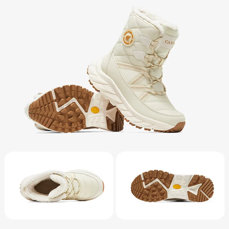 GOLDEN 카멜 여성용 방수 스노우 부츠, 미끄럼 방지 하이킹 부츠, 북동 방한 플러스 벨벳, 따뜻한 코튼 신발, 겨울