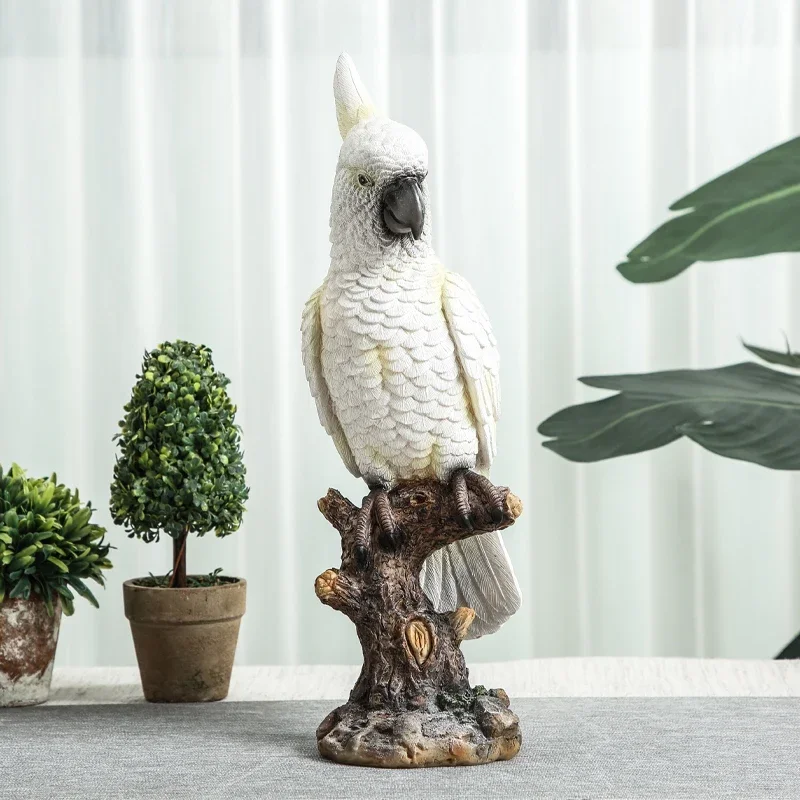 

Nordic Large Simulation Parrot Decoration Resin Bird Model Parrot Statue Garden Living Room Porch Bookcase Desktop Ornaments