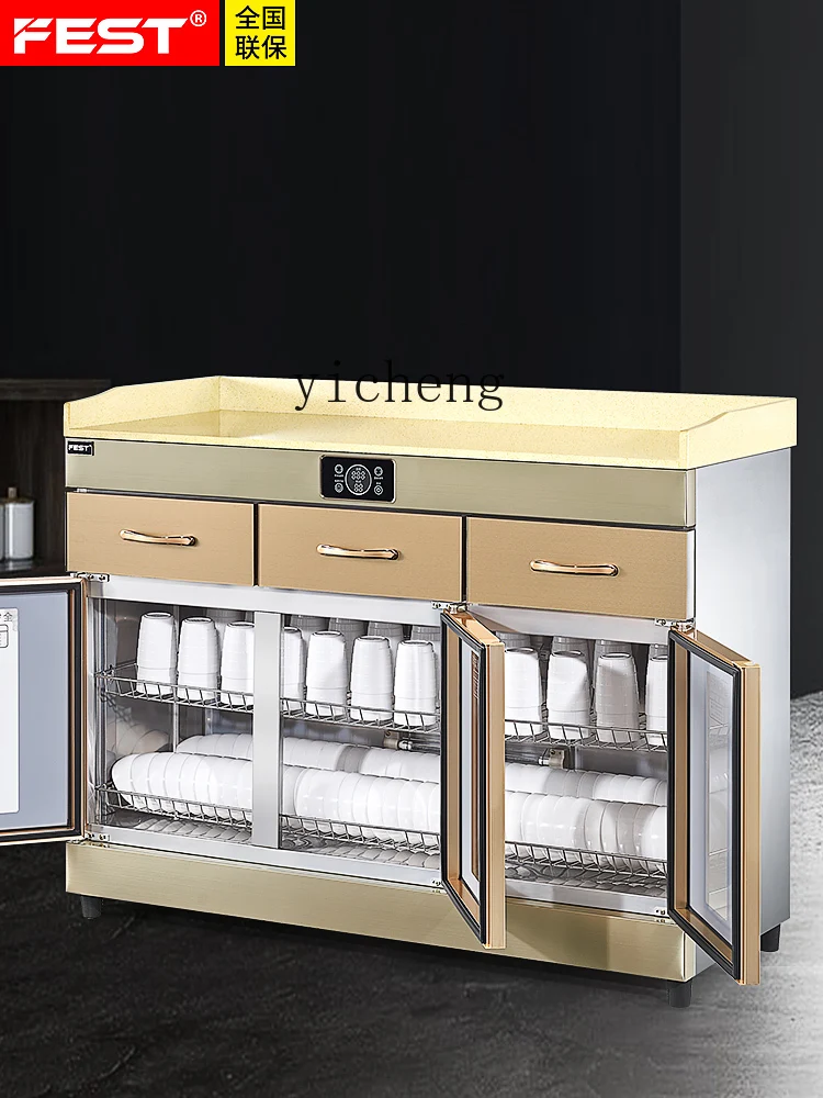 ZK Commercial Tea Disinfection Cabinet Vertical Stainless Steel Three-Door Hot Pot Seasoning Platform 3