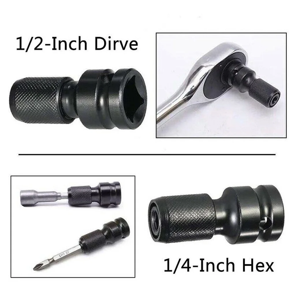 

1/2inch Drive To 1/4in Hex Shank Socket Wrench Socket Adapter Spanner Set Impact Drilling Bit Driver Drive Converter Impact Tool