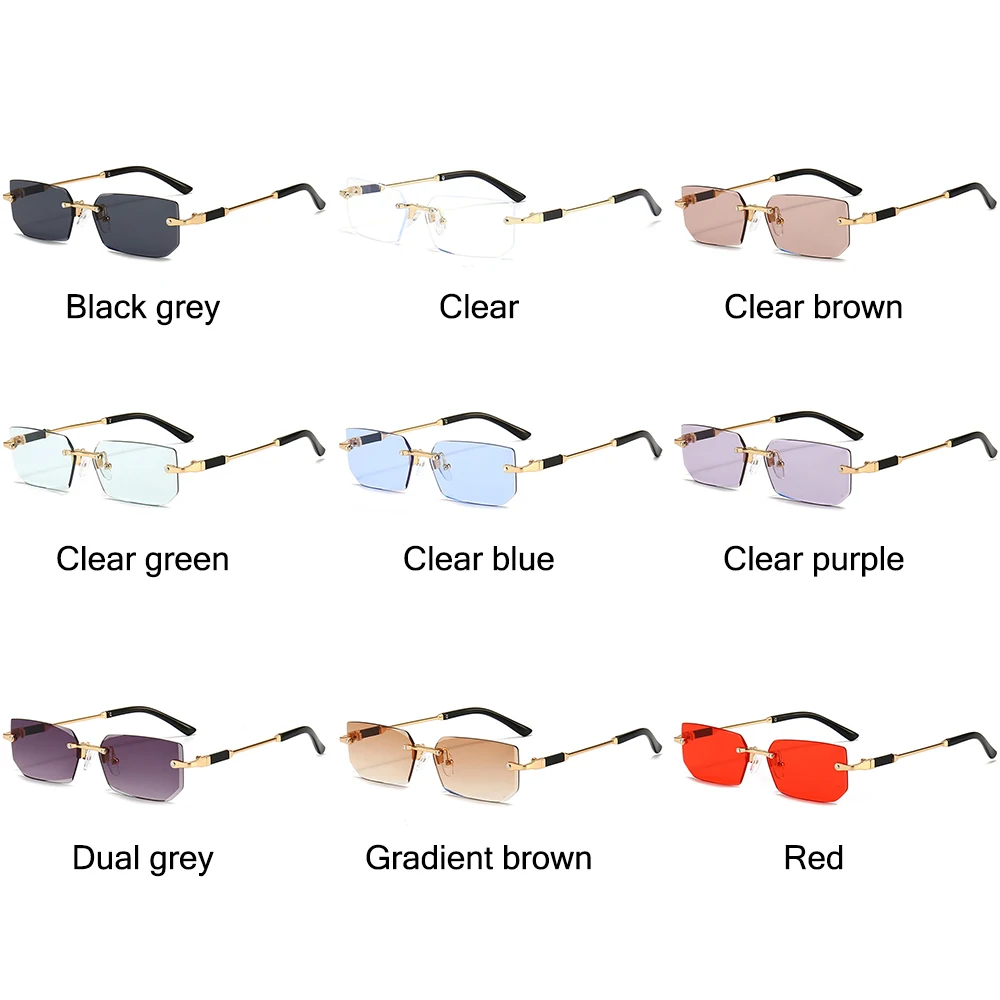 Y2K Shades Eyewear for Women & Men Rimless Rectangle Sunglasses Frameless Sun Glasses UV400 Protection Fashion Accessory 6