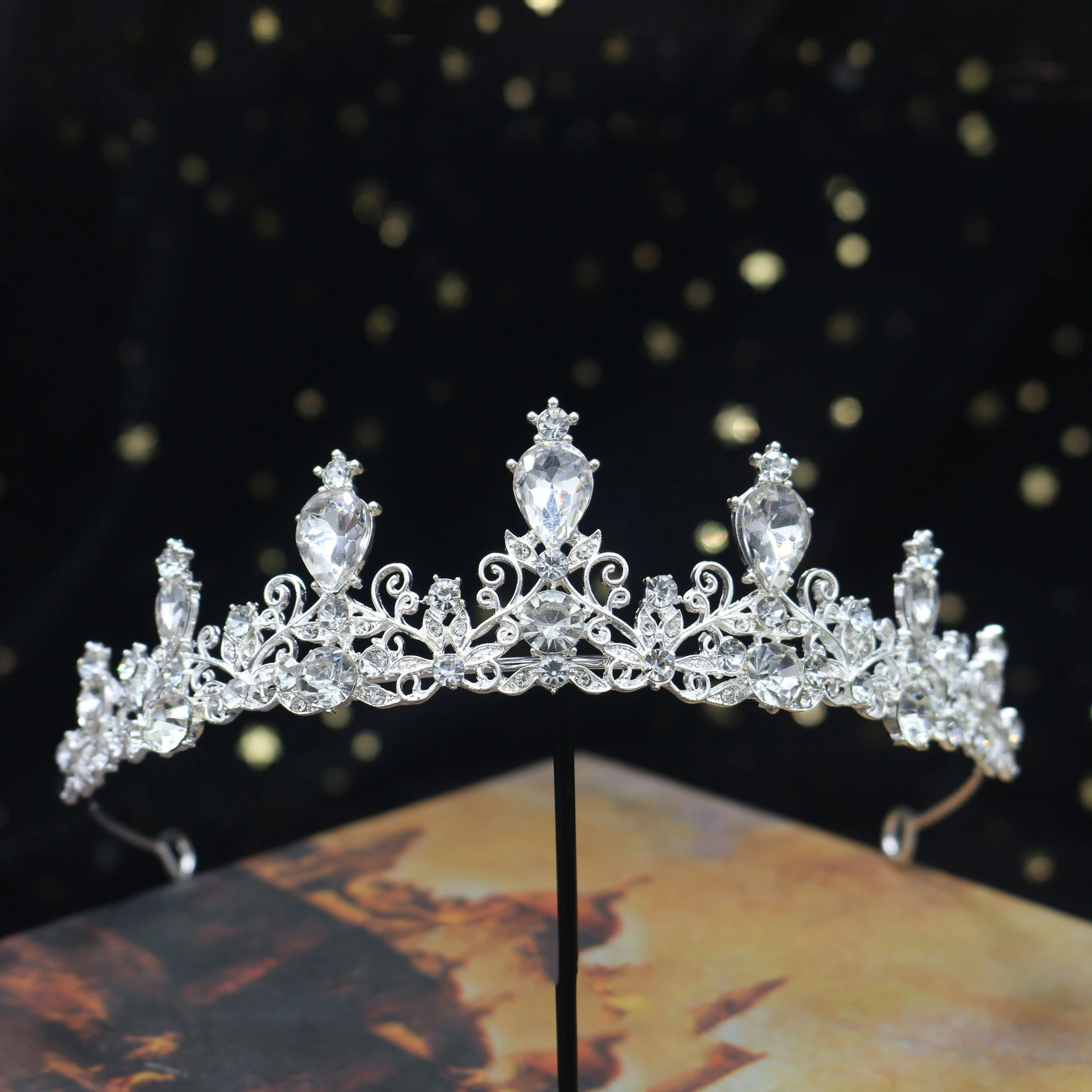 1pc Krone Braut Vintage Haar Bands Kristall Strass Handgemachte Haar Bands Krone Prinzessin Geburtstag Party Platte Kopfschmuck – Detail 8