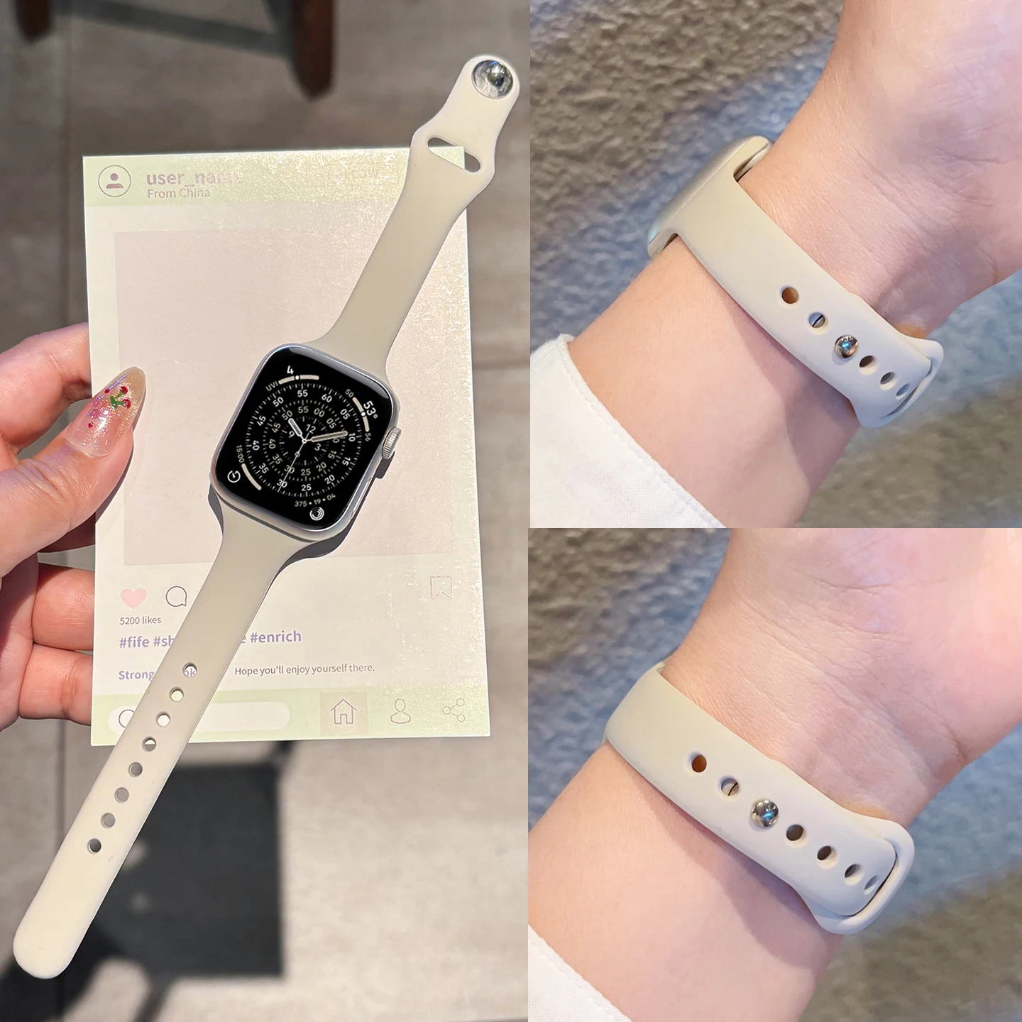 Breathable Silicone Strap for Smartwatch - Elegant Bracelet Design