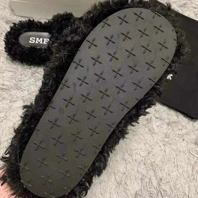 Autumn And Winter New Fur Slippers Women's Luxury Woolen Fur Platform Slippers Fashion Comfortable Fur Slippers