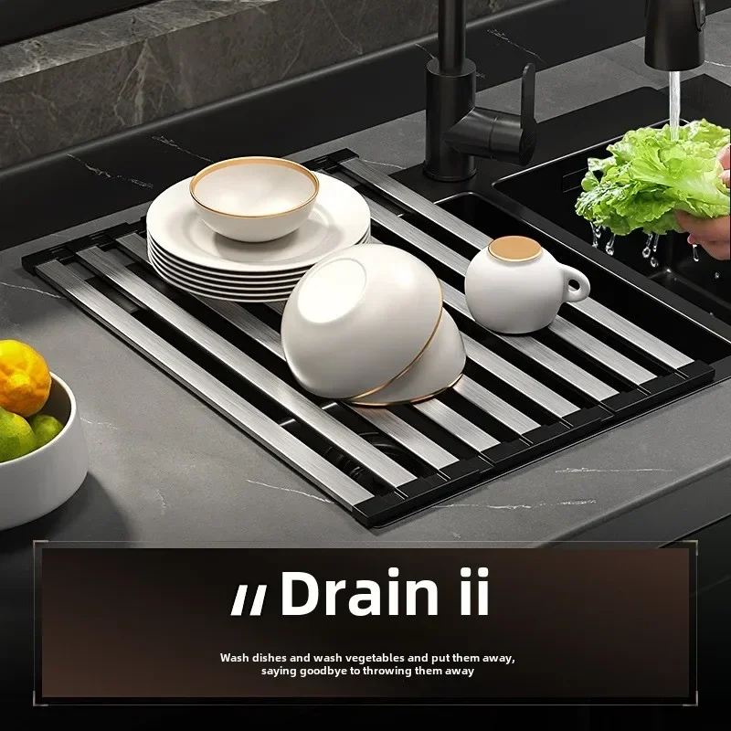 Roll up Dish Drying Rack Over Sink Kitchen Portable Aluminum Dish Rack Foldable Drying Racks No rust No mildew