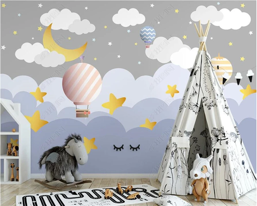

beibehang Customized new Nordic hand-painted pink clouds romantic castle children background wallpaper wall papers home decor
