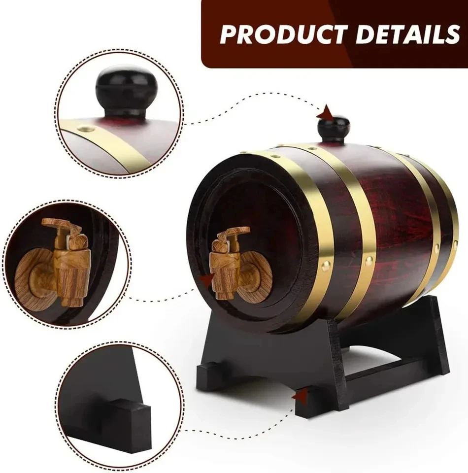 Multi-purpose 1.5-litre 3-litre Aged Oak Barrels