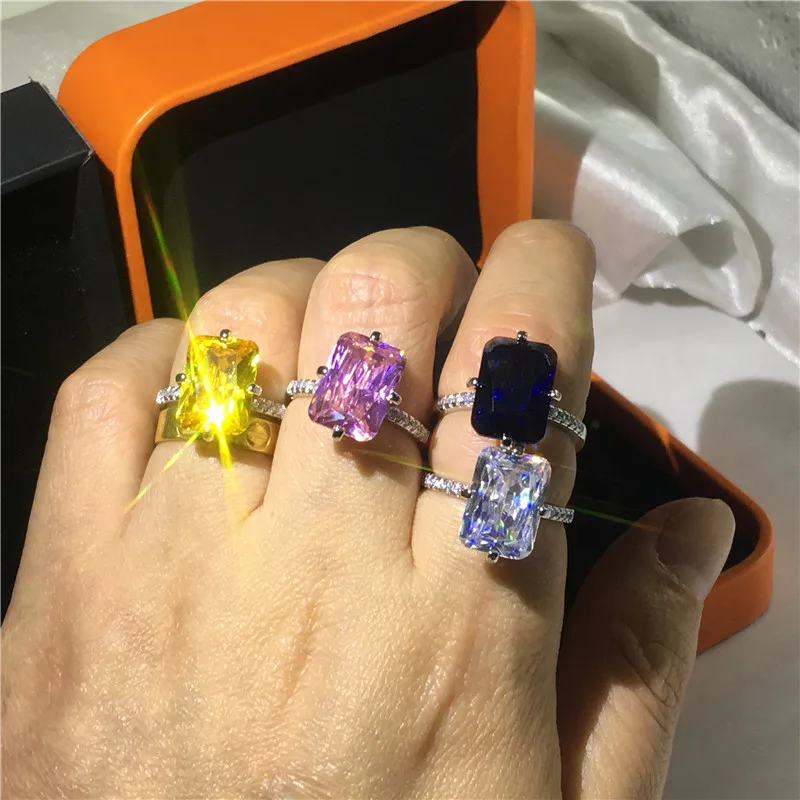 5ct Lab Sapphire Topaz Diamond ring 925 sterling silver Engagement Wedding Rings For Women Men Party Jewelry Gift