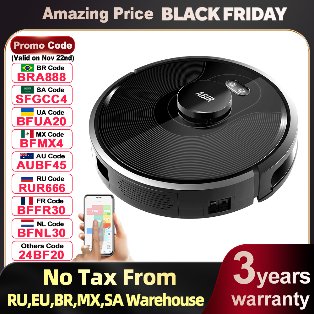 Robot Vacuum Cleaner ABIR X8,Laser Lidar,6500pa Suction,Multi-Floor Map,UV Lamp,TOF Wisdom,APP Restricted Area,Smart Home Mop