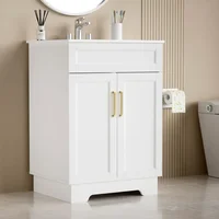 Bathroom Vanity with Ceramic Sink, Bathroom Vanity Cabinet with 2 Doors, 24 Inches Wooden Bathroom Sink Cabinet 1
