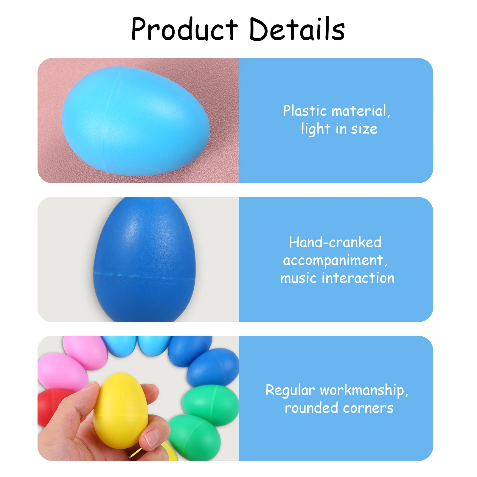 12 Pieces Egg Shakers Musical Instrument Percussion Egg for Kids Toys Plastic Easter Shaker for Learning DIY Painting Rhythm