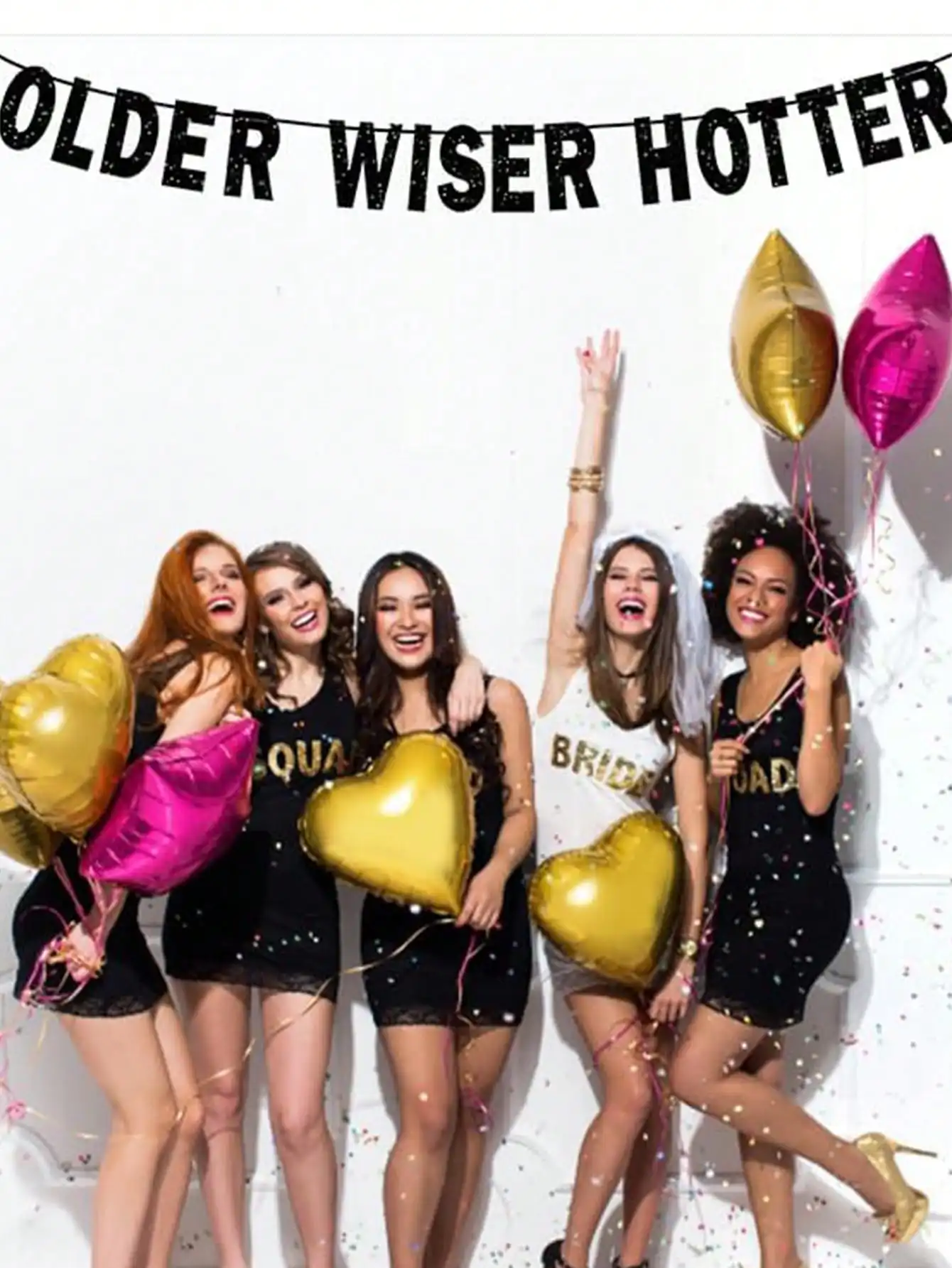 Funny Birthday Banner Older Wiser Hotter Glitter Black