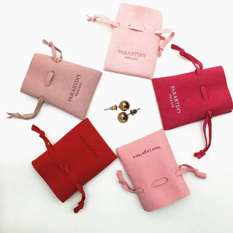 50 pieces of gray personalized jewelry packaging bag custom logo pink envelope bag fashion small envelope bag microfiber jewelry