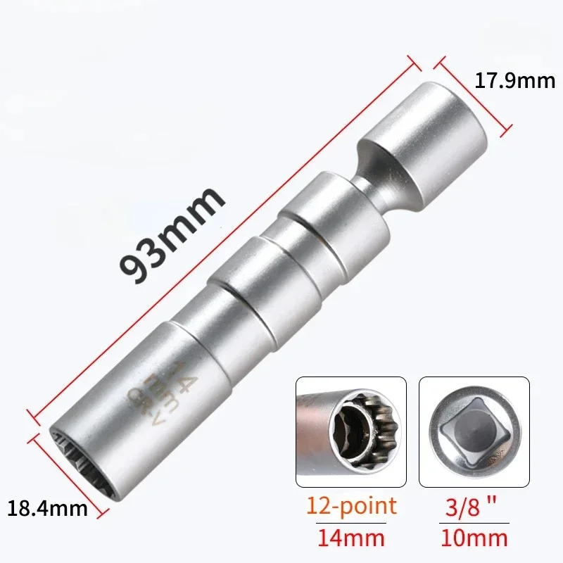 14mm 16mm Spark Plug Removal Tool Wrench Magnetic Sleeve 3/8-Inch 12-Point Swivel Candle Key 16mm Magnet Pull Out Spark Plugs 5